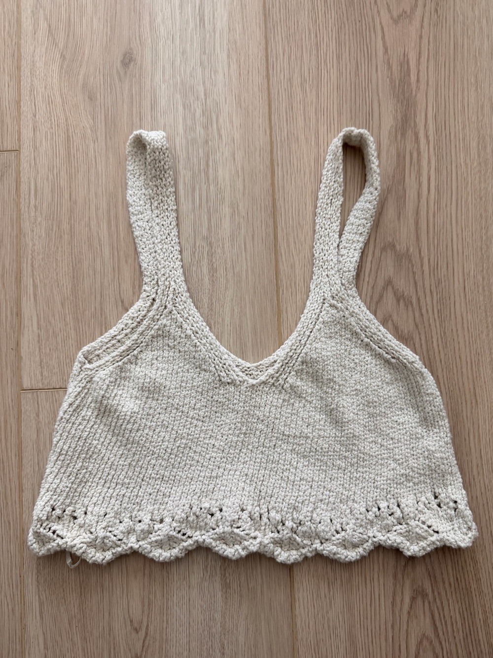 EUC Zara Cream Knit Cropped Tank Top